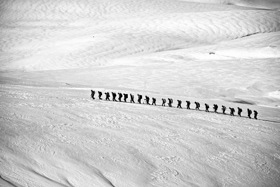 photo d'un groupe en trekking à Longyearbyen